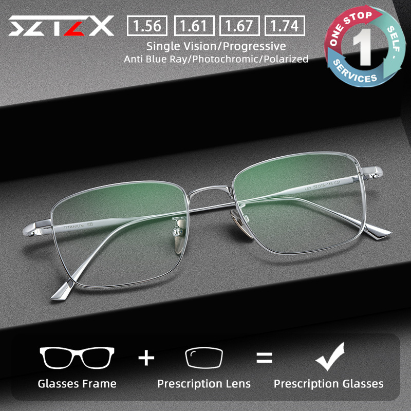 Mens Fashion Reading Glasses - SZTZX Pure Titanium Wire Retro Half