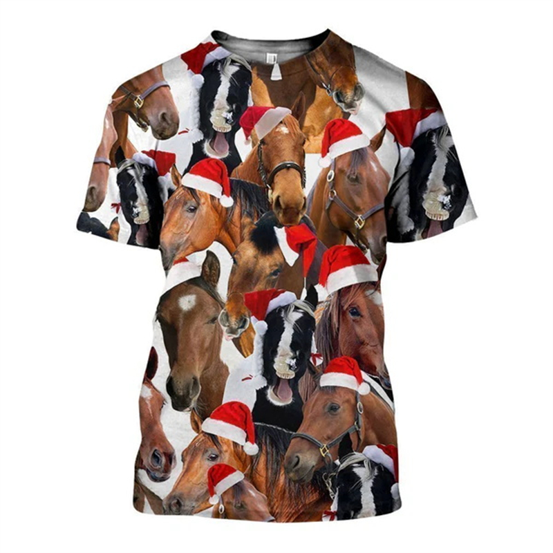 Mens Xmas Fashion - New 3D Xmas Animals Funny T
