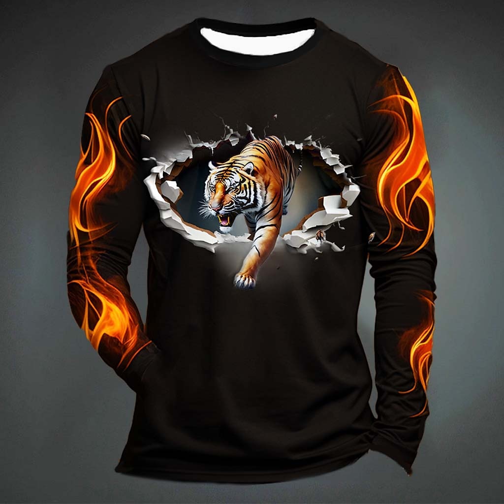 Men'S Spring Fashion - Funny Tiger Print T Shirt For