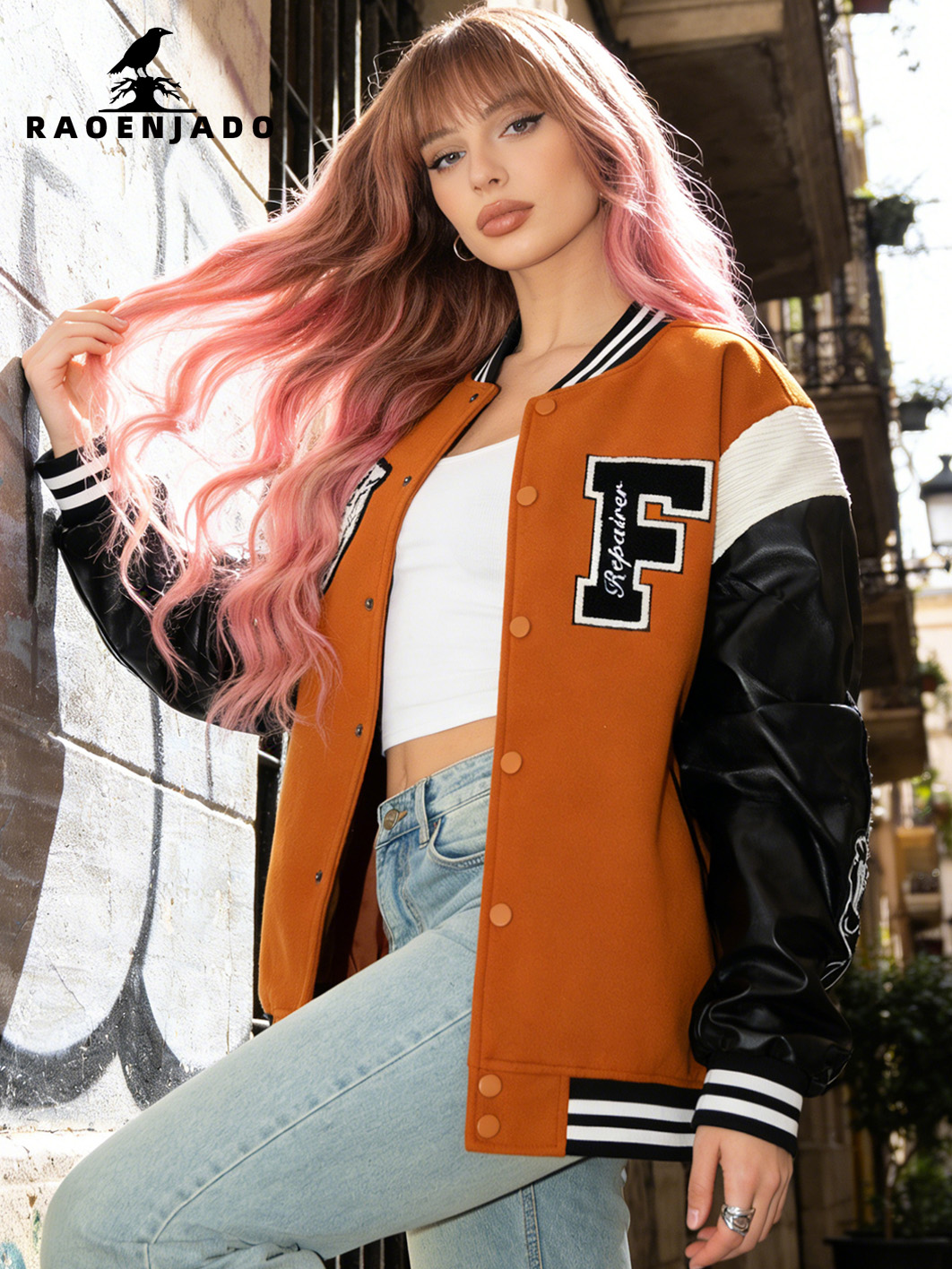 Varsity Jacket Letterman - Womens Casual Varsity Jacket Baseball Letterman