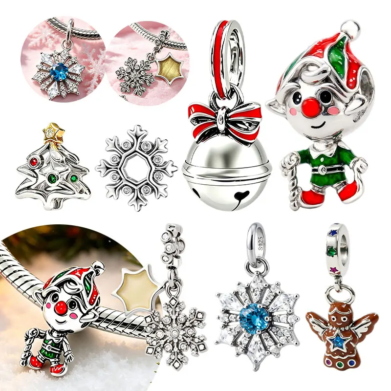 Mens Xmas Fashion - Original S925 Silver Christmas Charms Snowflake
