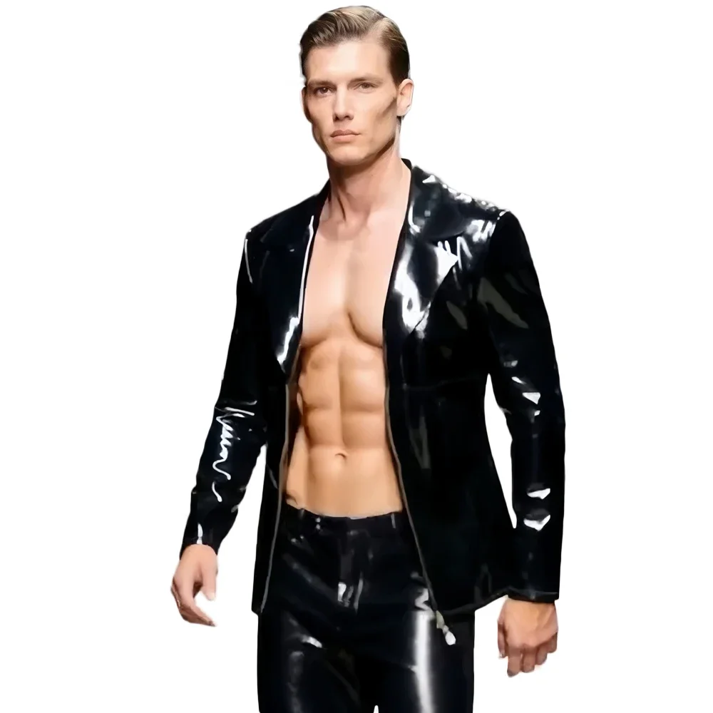 Men'S Spring Fashion - Men's Long Sleeve T-shirts PVC Shiny
