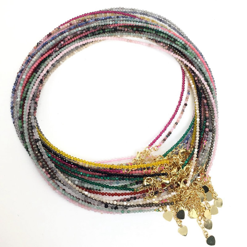Amazon Men'S Fashion - Faceted Gemstones 2-3mm Beads Necklace Bracelet