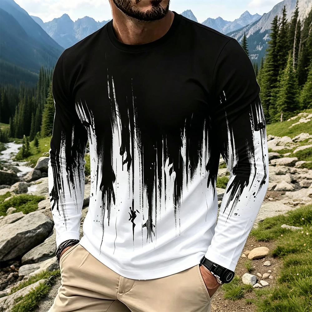 Men'S Spring Fashion - Men's Gradient Ink Splash Long Sleeve