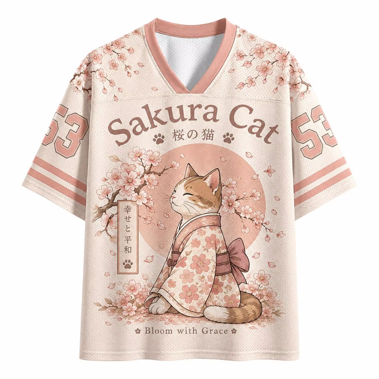 Sakura Tree Cat T Shirt 2026 S - огляд і ціна Men'S Fashion V Neck T Shirts