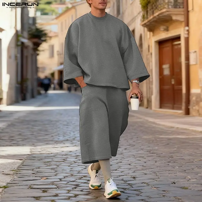 INCERUN Men Sets Solid Color B - огляд і ціна Men'S Fashion Loose Pants