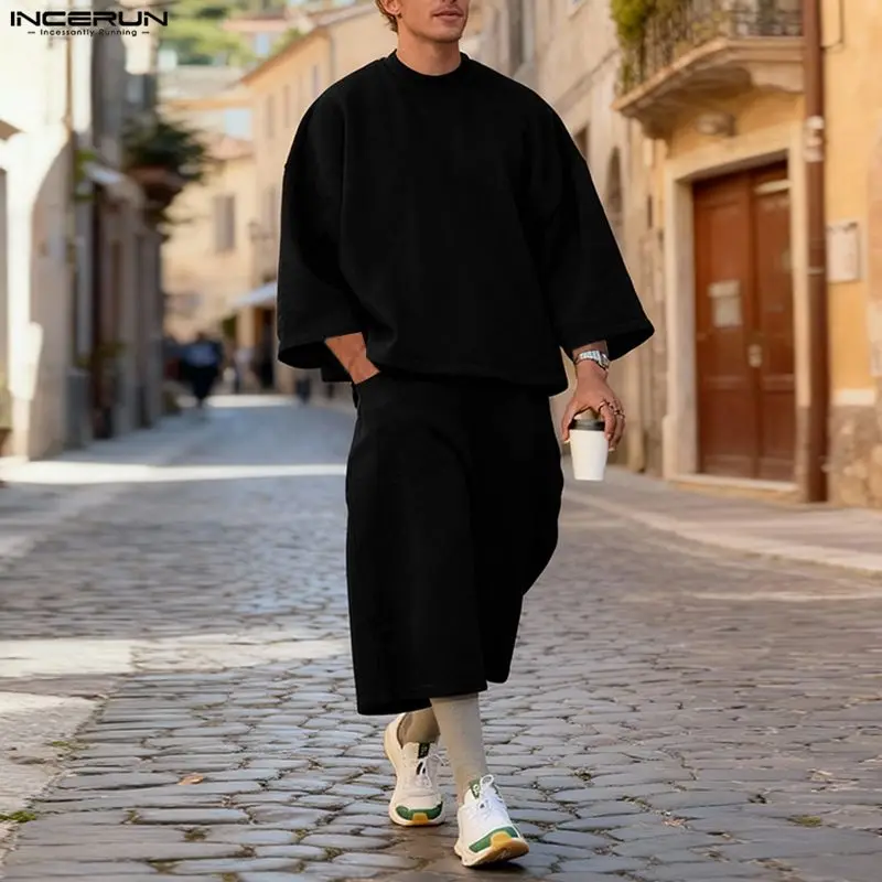 INCERUN Men Sets Solid Color B - огляд і ціна Men'S Fashion Loose Pants