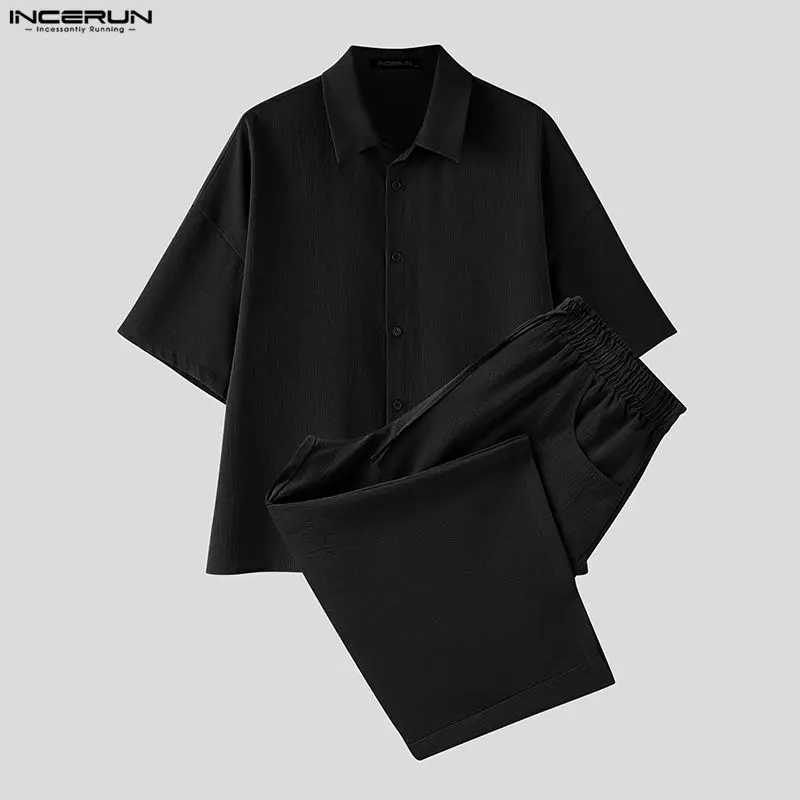 INCERUN Men's Sets Solid Lapel - огляд і ціна Men'S Fashion Loose Pants