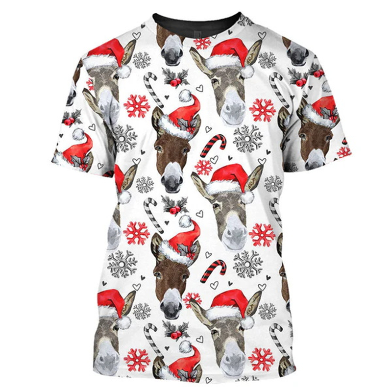 New 3D Xmas Animals Funny T Sh - огляд і ціна Mens Xmas Fashion