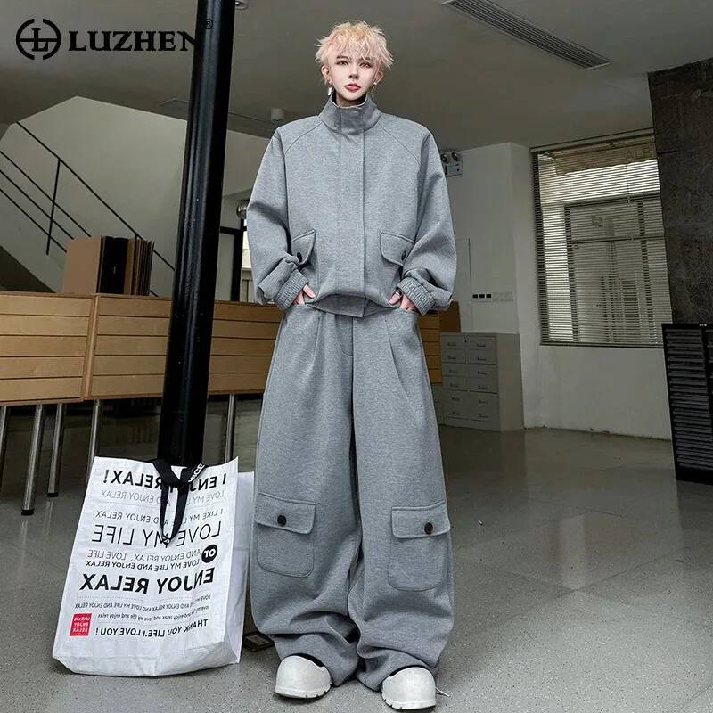 LUZHEN Color Cardigan 2026 PU  - огляд і ціна Men'S Fashion Loose Pants