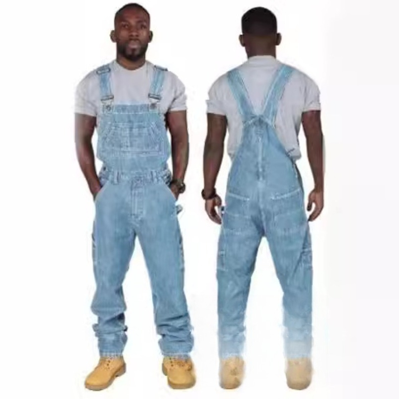 Mens Ripped Denim Overalls wit - огляд і ціна Men'S Fashion Loose Pants