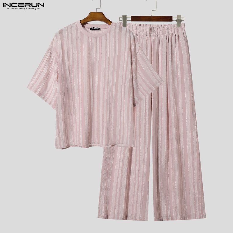 INCERUN Men's Sets Striped See - огляд і ціна Men'S Fashion Loose Pants