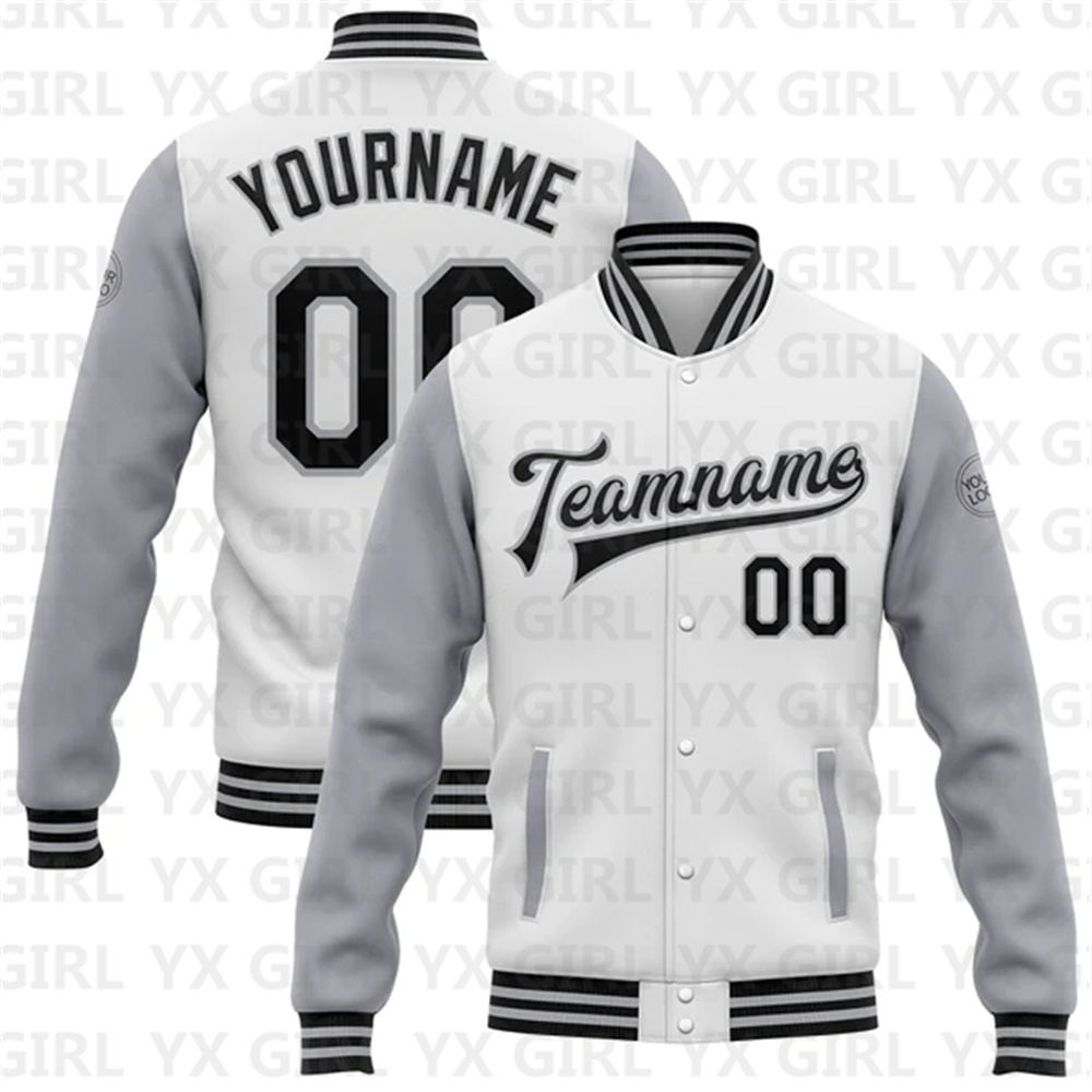 Custom White Teal Gray-Black B - огляд і ціна Varsity Jacket Letterman