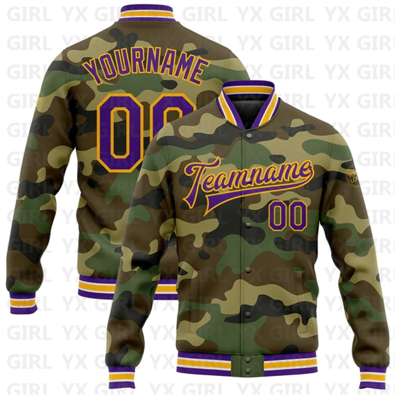 Custom Camo Purple-Gold Full-S - огляд і ціна Varsity Jacket Letterman