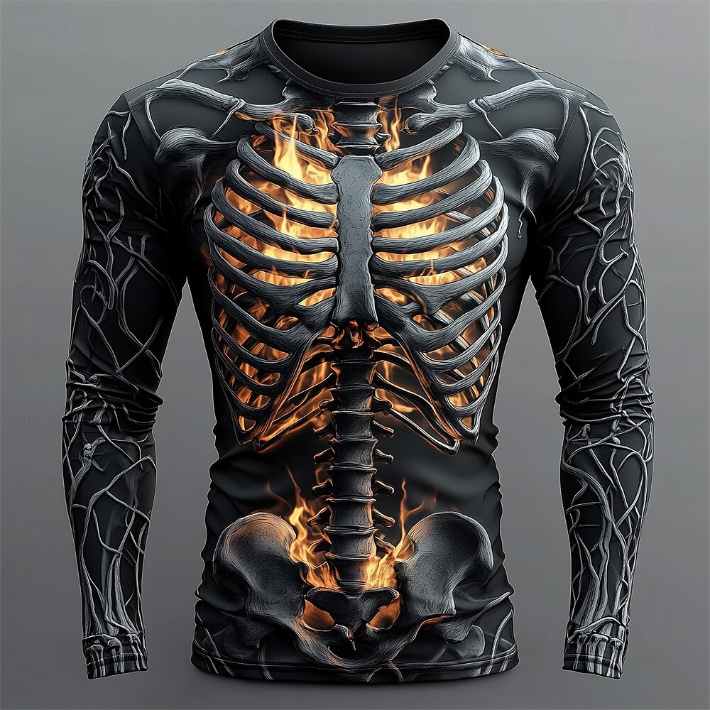 Men's 3D Flame Skull Pattern T - огляд і ціна Men'S Spring Fashion