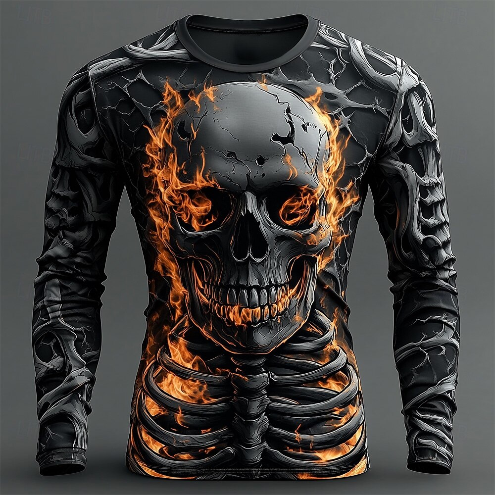 Men's 3D Flame Skull Pattern T - огляд і ціна Men'S Spring Fashion