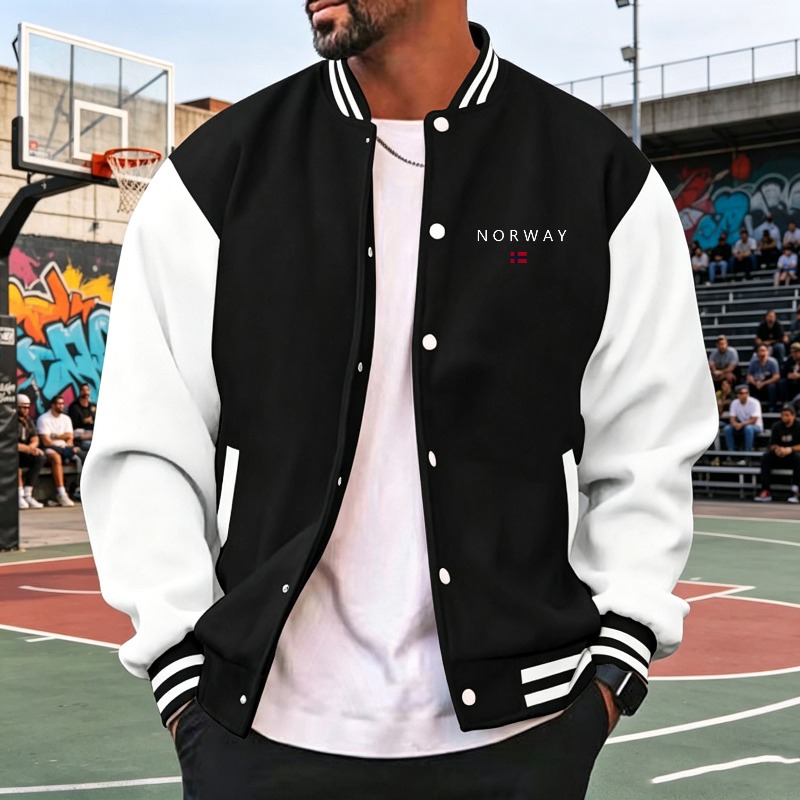 Men Wine Red White Color Block - огляд і ціна Varsity Jacket Letterman