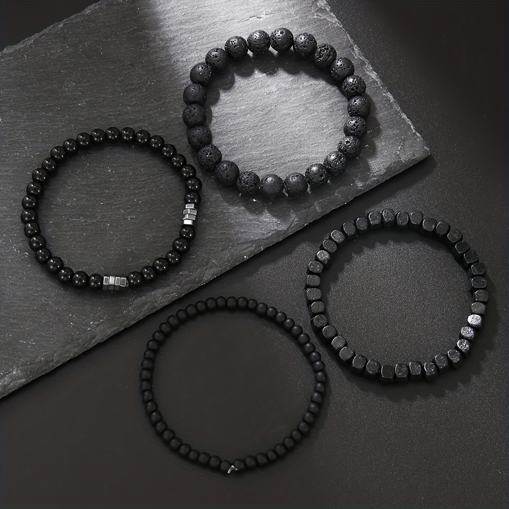 4Pcs/Set Black Gall Stone Volc - огляд і ціна Mens Fashion Combination